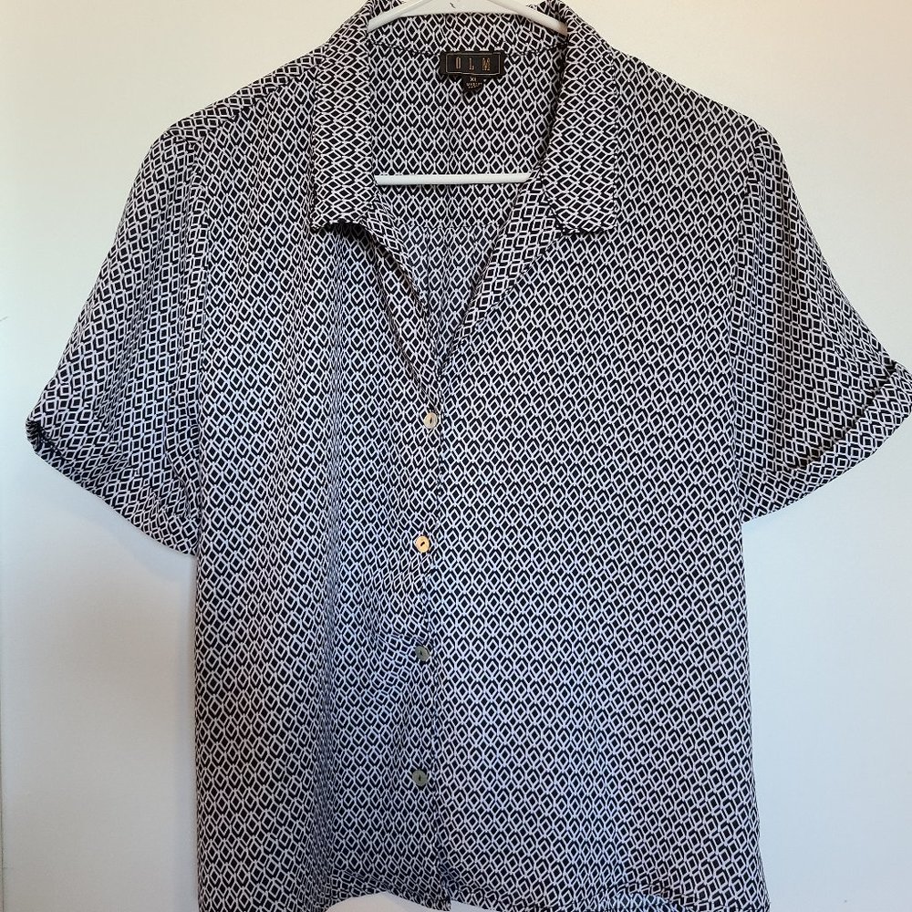 OLM Button Down Cropped Blouse
